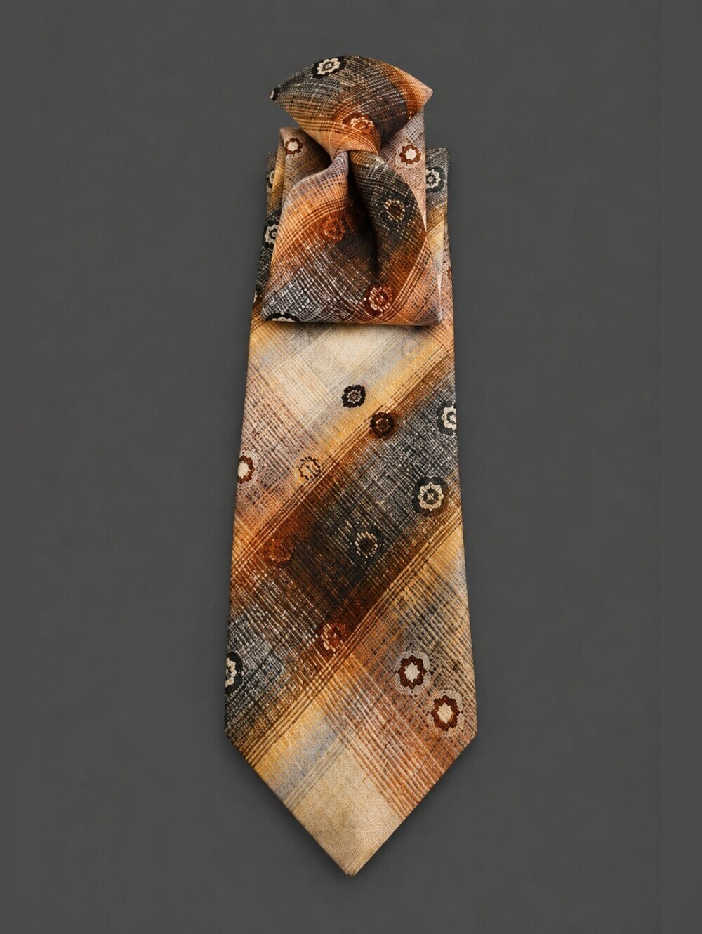 3/$30 Vtg WEMLON by Wembley 1980s Blue and Orange Ombre Floral Clip-on Tie